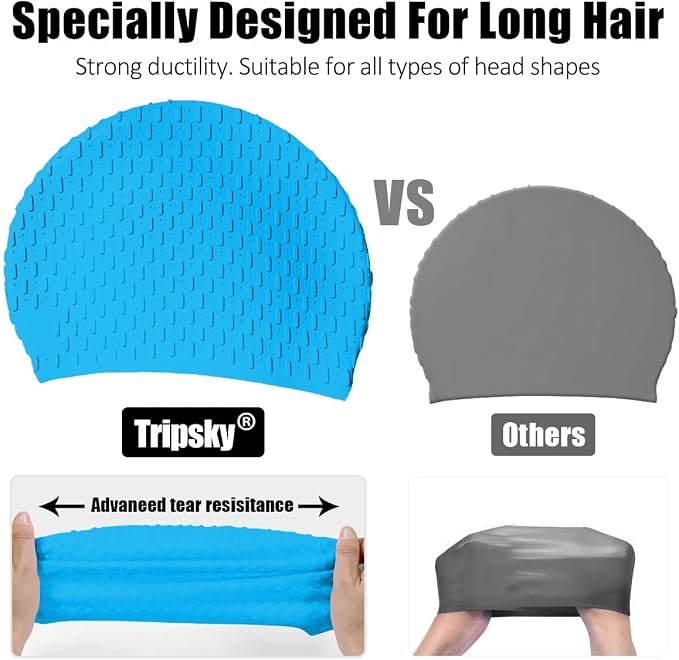 Tripsky Silicone Swim Cap, Comfortable Bathing Cap Ideal - Image 4