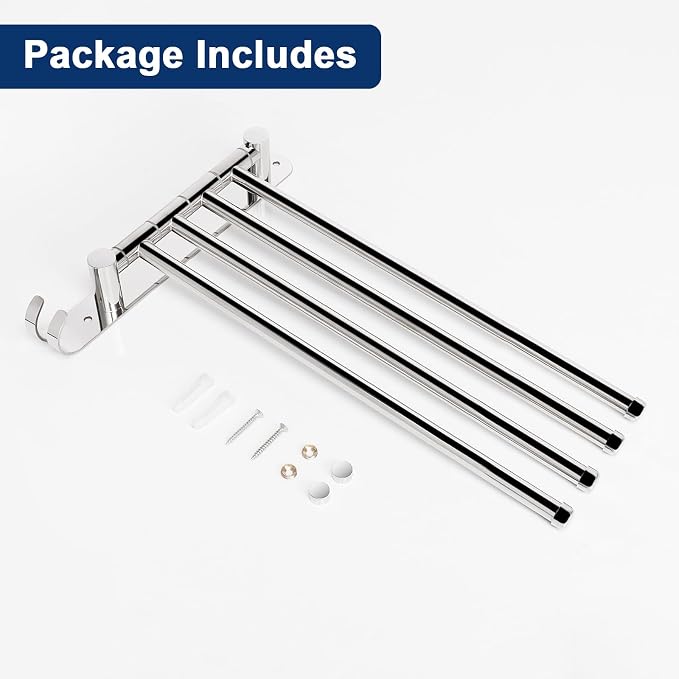 NearMoon Swivel Towel Rack, 13.8" Thicken 304 Stainless Steel 4-Arm Towel Bar - Image 7
