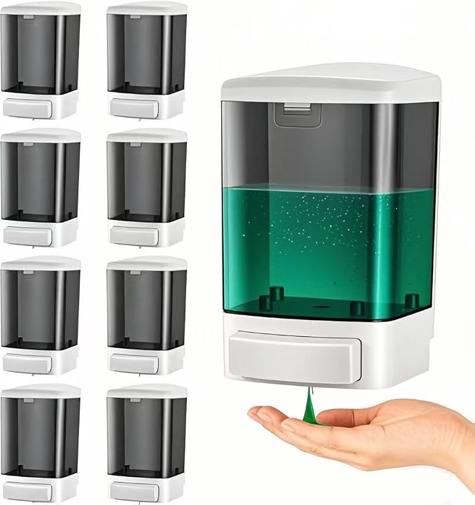8-Pack Soap Dispenser Wall Mount 1000ml–Commercial Heavy-Duty Plastic Liquid by CATTREES
