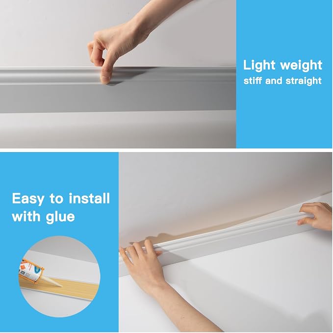 Art3d Wall Baseboard Molding Trim 8-Pack of 56 x 3.2 in., High Impact - Image 7