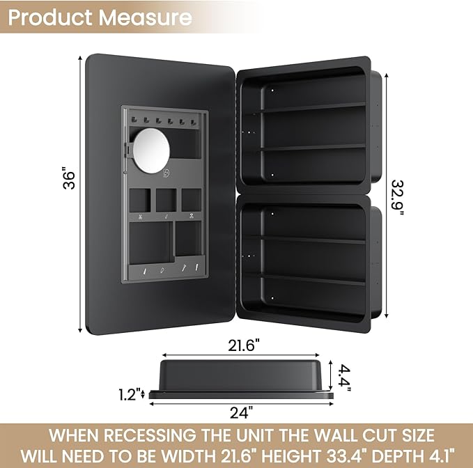 24x36 Inch LED Lighted Medicine Cabinet - Image 3