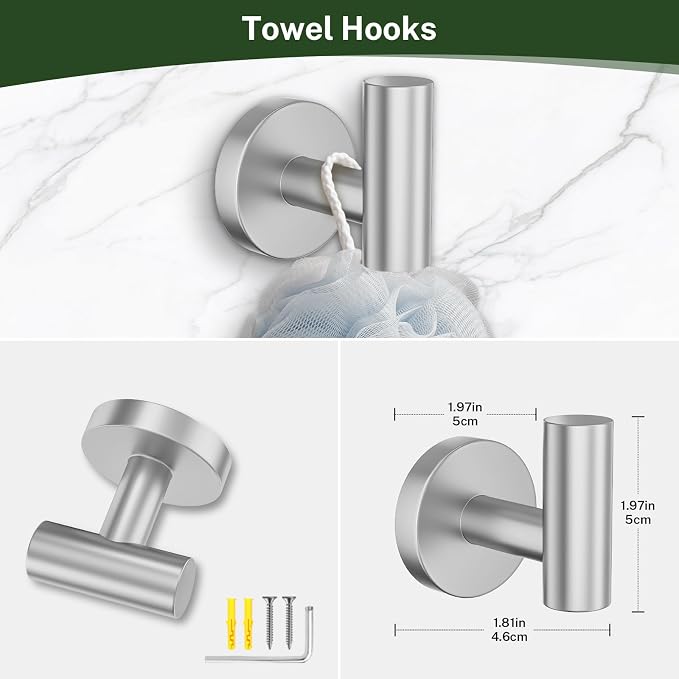 Brushed Nickel Bathroom Hardware Set, 4-Piece Bathroom Accessories Set Include - Image 4