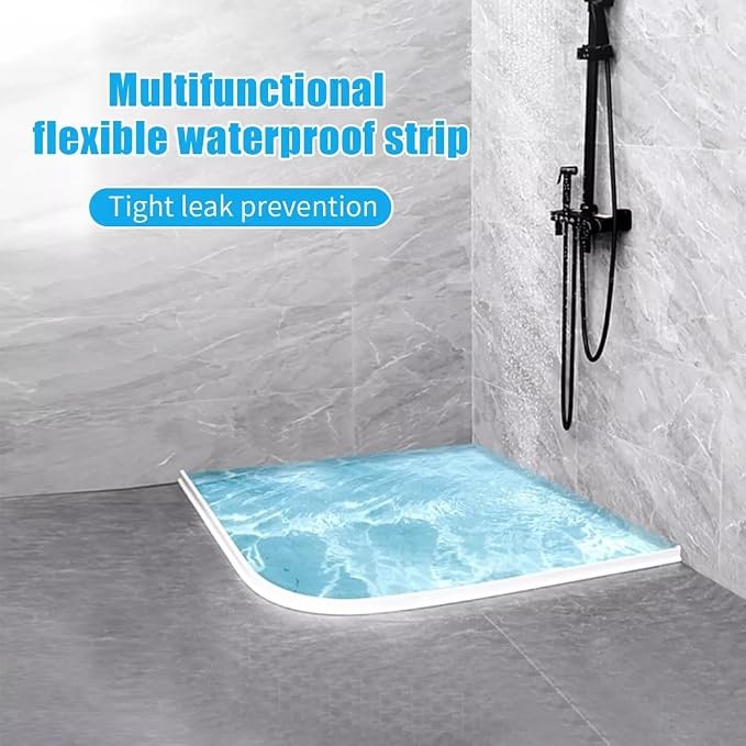 Flexible Rubber Shower Water Stopper Strip, 2m Length Bathroom Floor Dam Barrier - Image 5