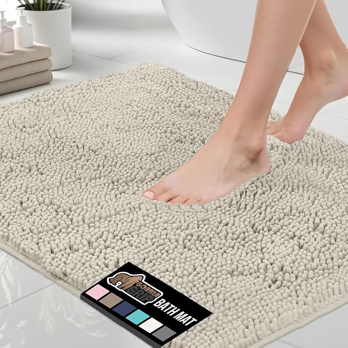 GORILLA GRIP Bath Rug Mat 60x24, Thick Soft Absorbent Chenille, Quick Dry by GorillaGrip