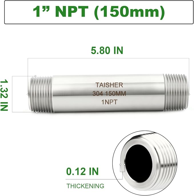 TAISHER 2PCS Stainless Steel Pipe Fittings - Image 2