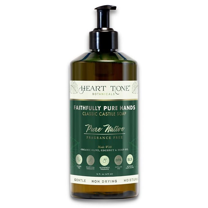 Liquid Castile Soap | Organic Olive and Coconut Oils | Non Drying Formula by HEARTTONEBOTANICALS