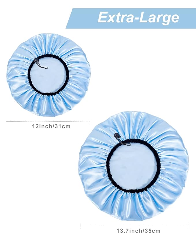 Auban Shower Cap for Women, Adjustable Reusable, Extra Large, Double-Layer - Image 3