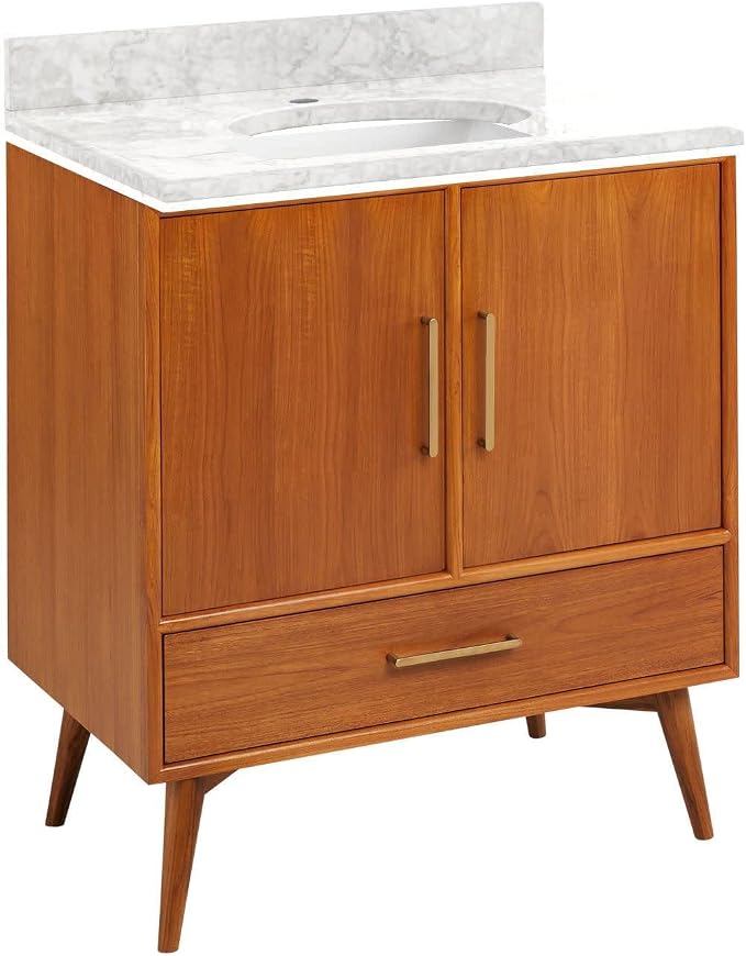 Signature Hardware 953363-30-RUMB-1 Novak 30" Freestanding Teak Single Basin - Image 3