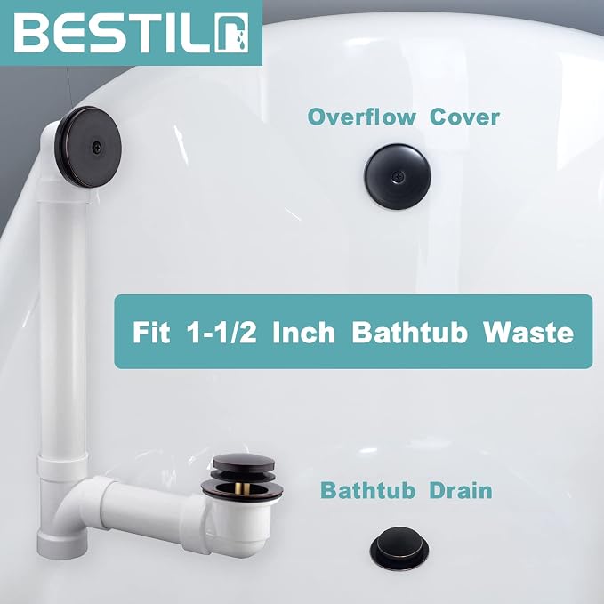 BESTILL Tip-Toe Bathtub Drain Bath Tub Trim Set Conversion Kit - Image 3
