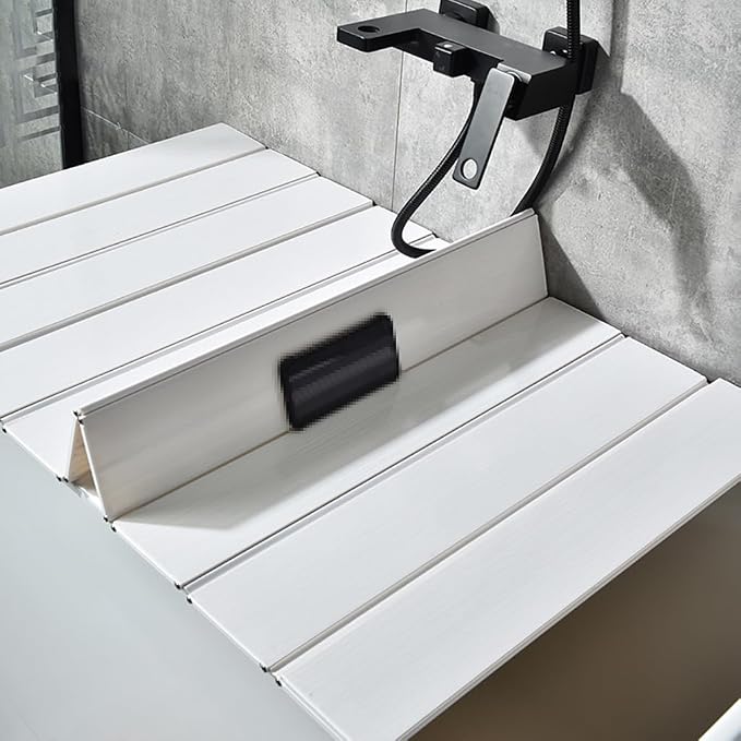 Adjustable Foldable Dust-Proof Bathtub Cover White, Waterproof Shutter Bathtub by RongHuiDa