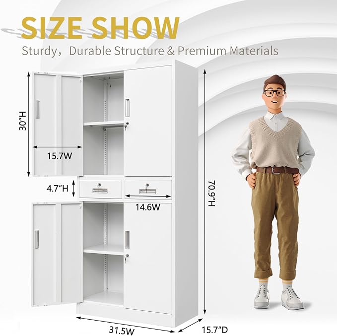 Metal Storage Cabinet, 71 Inch Tall Metal Storage Cabinet - Image 3