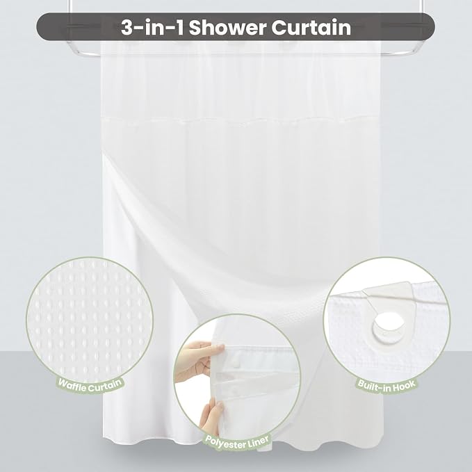 Inhousolu No Hook Shower Curtain - Image 2