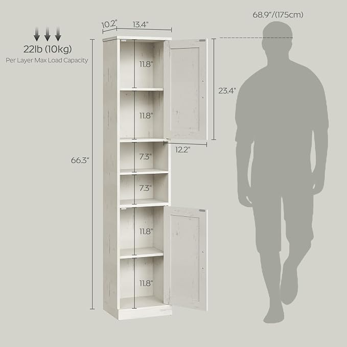 Tall Bathroom Cabinet with 2 Barn Doors, Farmhouse Storage Cabinet with - Image 3