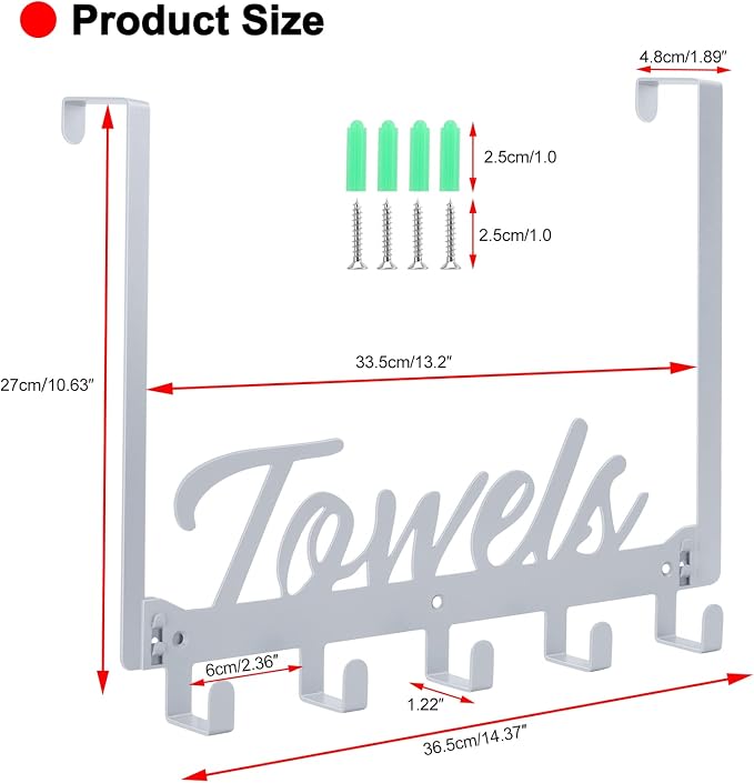 Over The Door Hooks, Towel Rack - Image 2