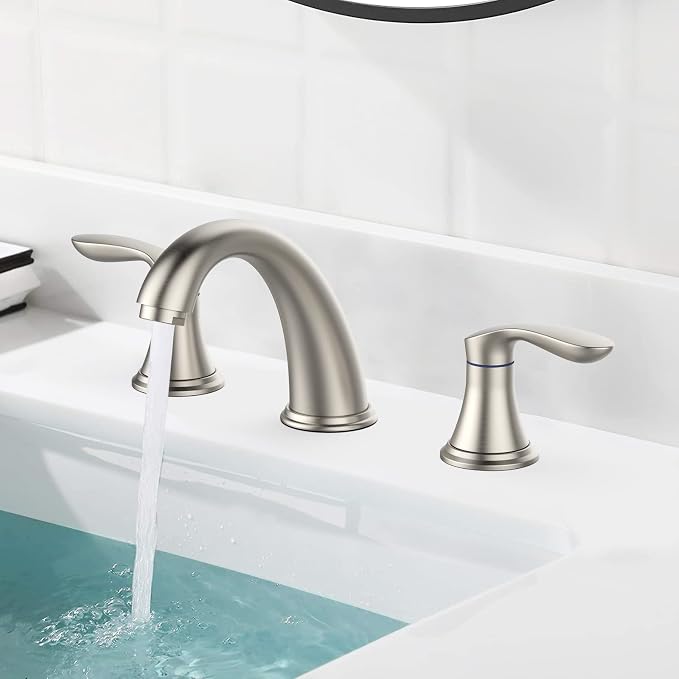 Bathroom Sink Faucet, Faucet for Bathroom Sink, Widespread Brushed Nickel - Image 2