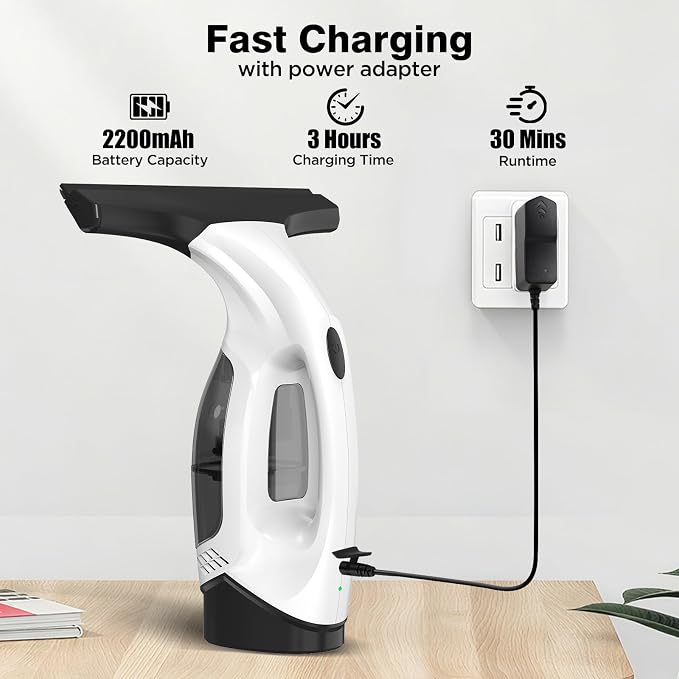 Window Vacuum Squeegee Cordless, 2000Pa Electric Window Cleaner Tool - Image 5