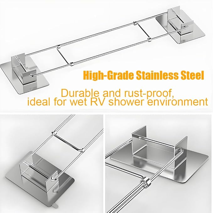 RV Shower Corner Storage Bar, RV/Camper/Travel Trailer Bathroom Corner - Image 6