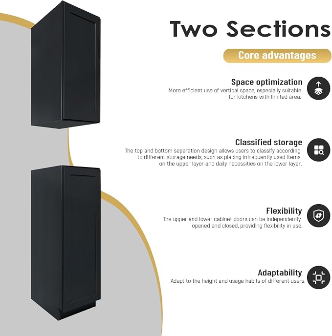 Storage Cabinet, 2 Soft Close Doors, 5 Adjustable Shelves, 2 Portion, - Image 4