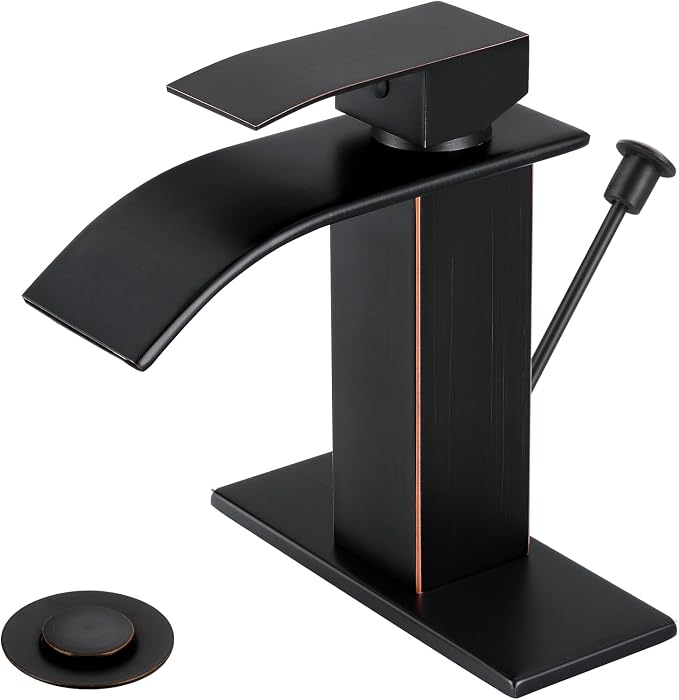 Bathroom Faucets with Lift Rod Drain Oil Rubbed Bronze Waterfall Bathroom Sink by LUFG