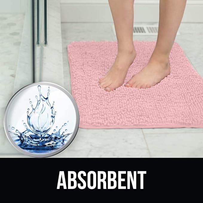 KANGAROO Bathroom Rugs, Chenille Soft Absorbent Bath Rug, Shaggy Shower Mat - Image 6