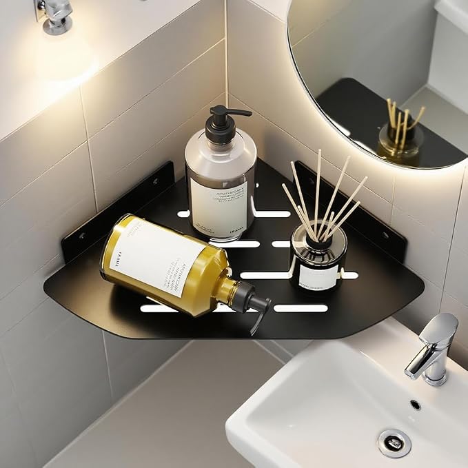 Corner Shelf Shower Caddy Hanging, Metal Floating Shelves - Image 2