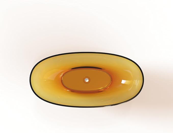 Solid Surface Freestanding Bathtub 61", Modern Oval Shape Soaking Tub, Stone - Image 9