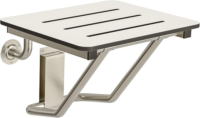 18" x 16" ADA Compliant Phenolic White Folding Shower Seat Bench, Wall Mount by Stardrix