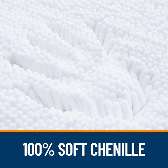 OLANLY Bathroom Rugs 47x20, Extra Soft Absorbent Chenille Bath Rugs, Rubber - Image 3