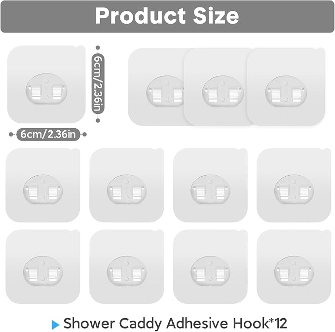 Shower Caddy Adhesive Replacement, Transparent Strong Adhesive Hooks, No - Image 2