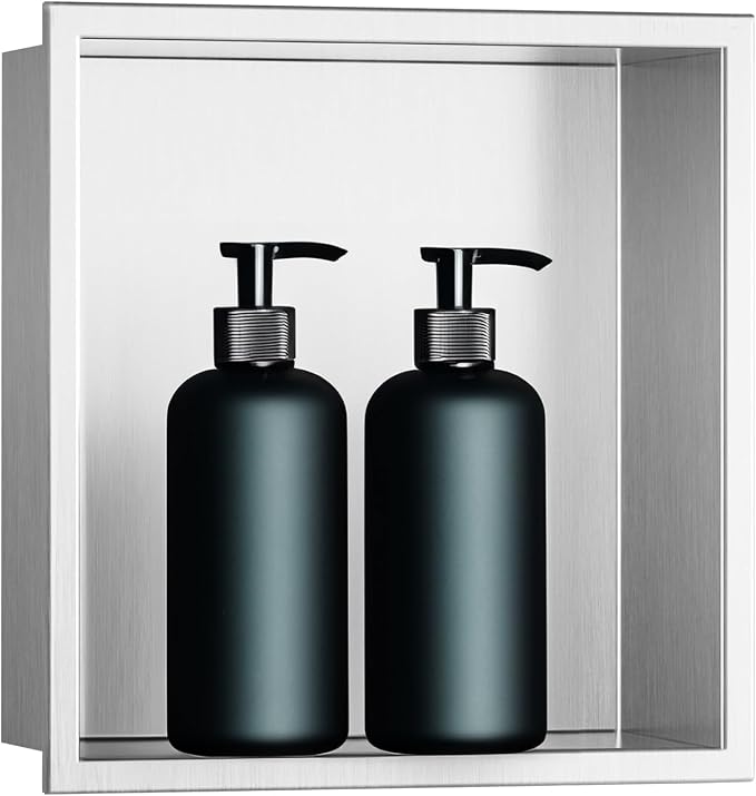 SaniteModar Shower Niche, Stainless Steel Shower Niche 12" X 12" No Tile Needed by SaniteModar