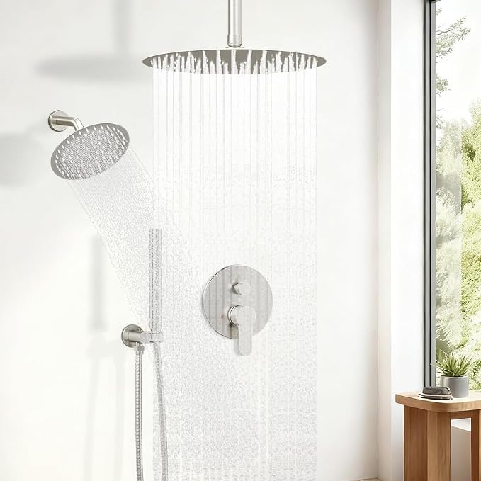 Shower Systems Shower Faucet Sets STARBATH 3 Way 12+6" Round Dual Rainfall - Image 6