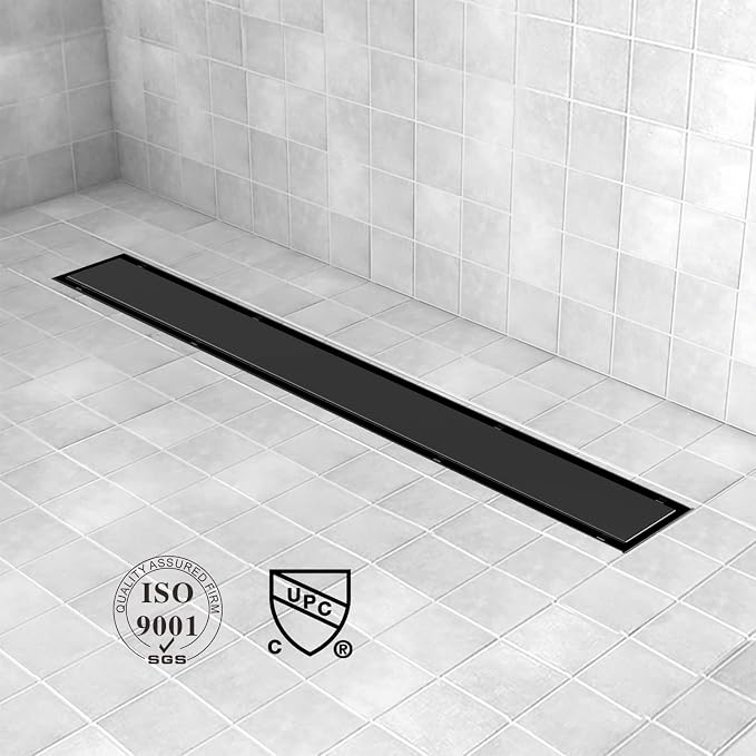 Linear Shower Drain, 28 inch Black Drain - Image 2