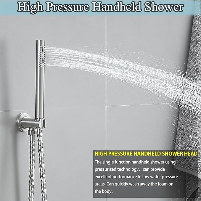 Brushed Nickel Round Shower Faucet Set - Image 4
