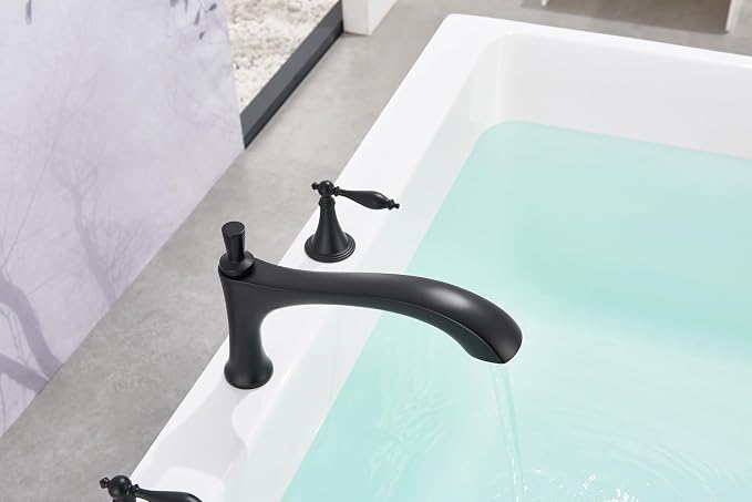 SITGES Antique-Inspired Brass Bathtub Faucet, 2-Handle Medium Arc Roman Tub - Image 3
