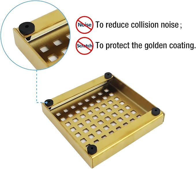 Neodrain 4 in Brushed Gold Square Shower Drain - Image 5