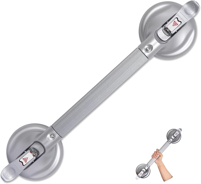 21inch Upgrade Suction Shower Grab Bar, Portable Shower Handle Bar Suction Grip by HEINSY