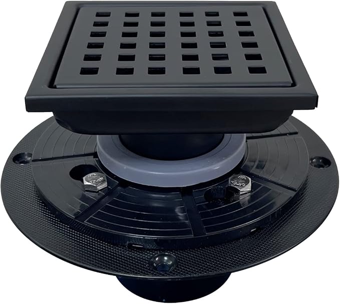 4" Matte Black Shower Floor Drain Square by SISEHO-HomeMall