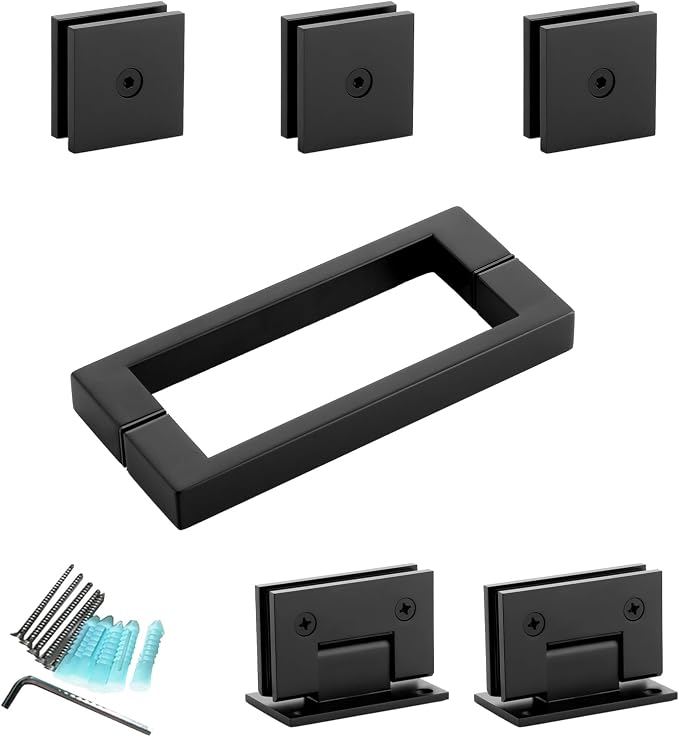 Shower Door Hardware Kit for Frameless Inline Hinged Doors, Includes Hinges by McocodBathroomProducts