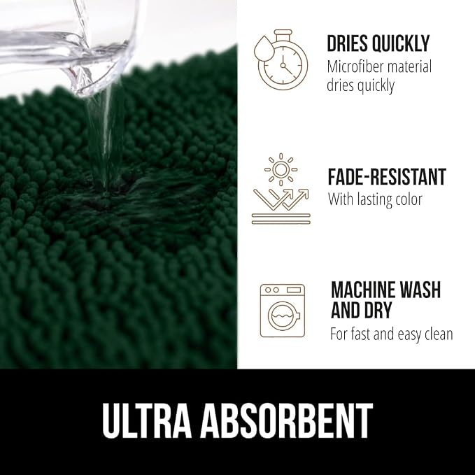 GORILLA GRIP Plush Absorbent Shaggy Chenille Bath Rug Mat - Image 5