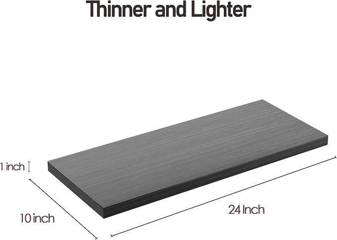 Wall Shelf Set of 3, Dark Wood Floating Shelves 24 in W x 10 in D x 1 in H - Image 4