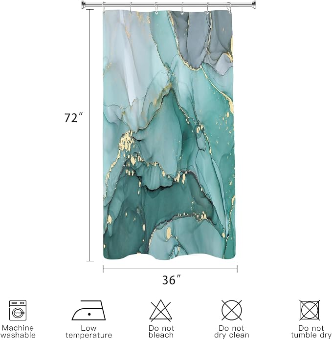 Small Stall Marble Shower Curtain 36 x 72 Inch, Half Narrow Abstract Modern - Image 6