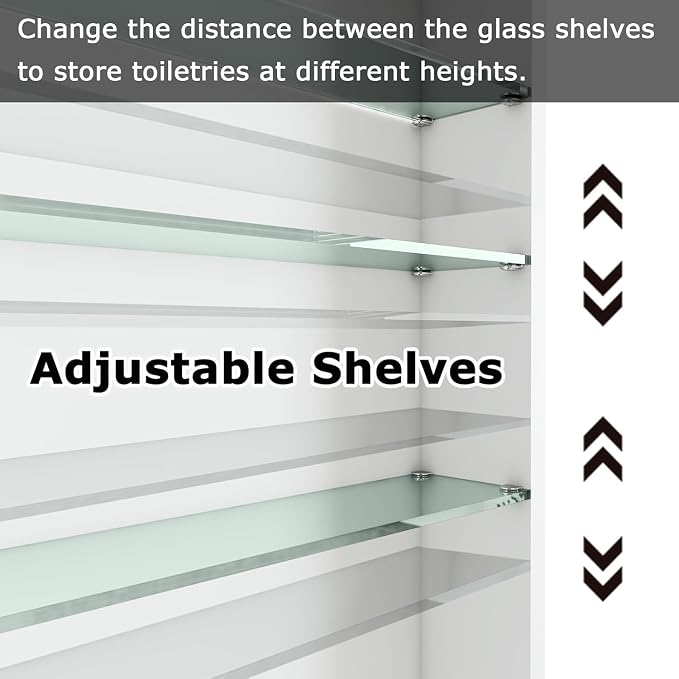 FKWin Silver Medicine Cabinet Mirror, Surface Mount Bathroom Storage Cabinet - Image 5