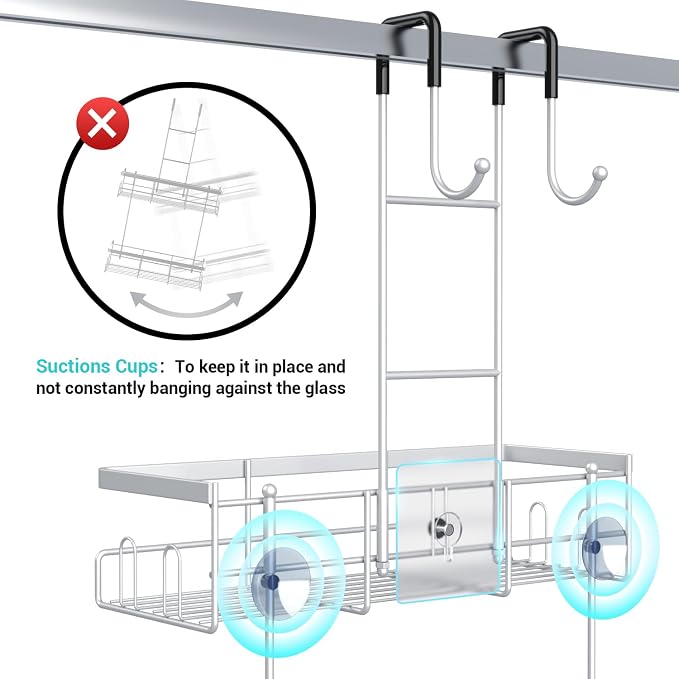 Over the Door Hanging Shower Caddy: Rustproof Hanging Organizer over the Door - Image 3
