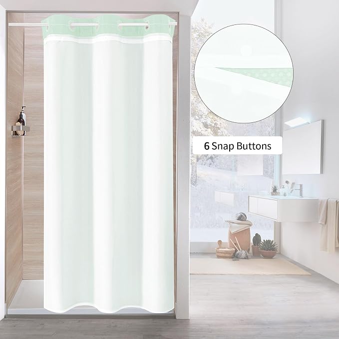 MitoVilla Green Waffle Small Stall Shower Curtain Liner Set 36 x 74, No Hooks - Image 2