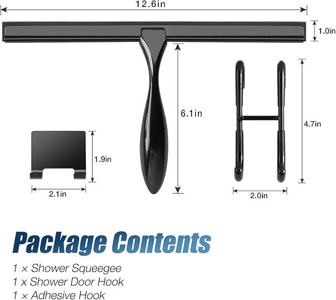 Simtive 12-Inch Shower Squeegee Set, Includes Shower Door Hook and Adhesive Hook - Image 4