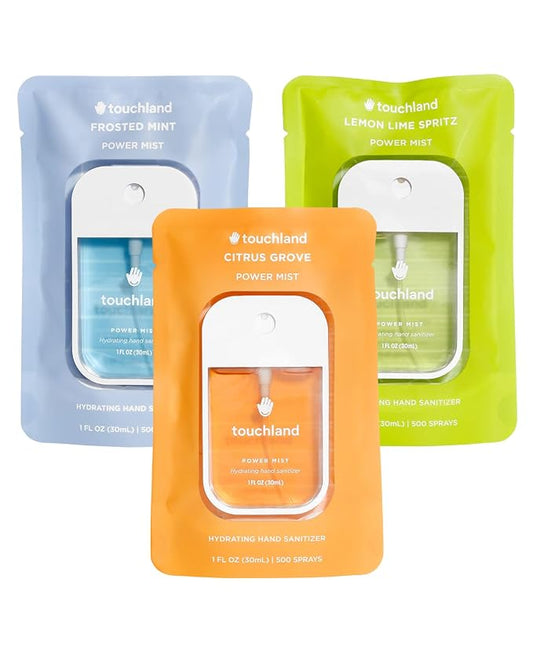 Touchland Hydrating Hand Sanitizer Spray, FRESH Trio Set, 1 FL. OZ. Travel Size by Touchland