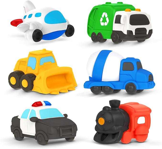 6 PCS Vehicle Floating Bath Toys Mold Free Infant Bath Tub Toys by ZippytotsToys