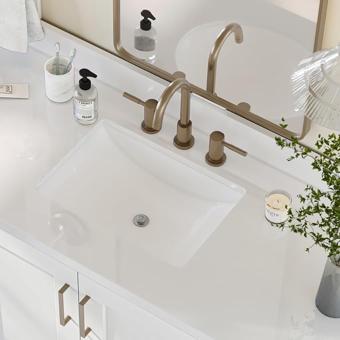 ARIEL 61" White Bathroom Vanity 1.5" Edge Pure White Quartz Countertop & Splash - Image 4