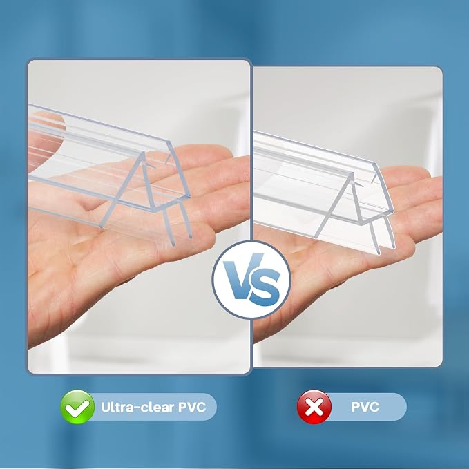 Shower Door Bottom Seal Strip, Ultra Clear PVC, Fits 6mm Thick Glass, Prevents - Image 7