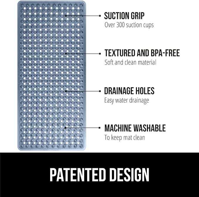 GORILLA GRIP Patented Bath Tub Shower Mat, Machine Washable Bathtub Floor Liner - Image 2